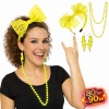 80’ler 90’lar Neon Sarı Parti Seti – Kolye Küpe Taç