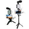 Telefon Tutucu Led Işıklı Kumandalı Mikrofon Telefon Vlog Video Kayıt