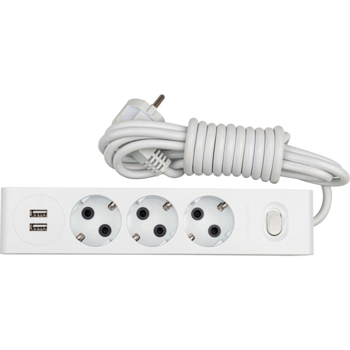 GÜNSAN VISAGE 2 USB ÇIKIŞLI 3LÜ (Ç.K) ANH. TOPRAKLI GRUP PRİZ (3 MT )