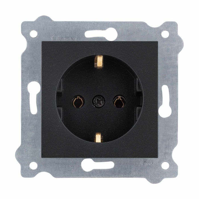 EXEN KAREL M.SİYAH TOPRAKLI PRİZ ÇERÇEVESİZDİR 