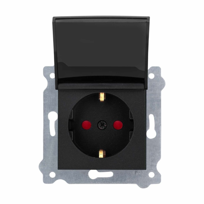 EXEN KAREL M.SİYAH ÇOCUK KOR.KAP. TOPRAKLI PRİZ ÇERÇEVESİZDİR 