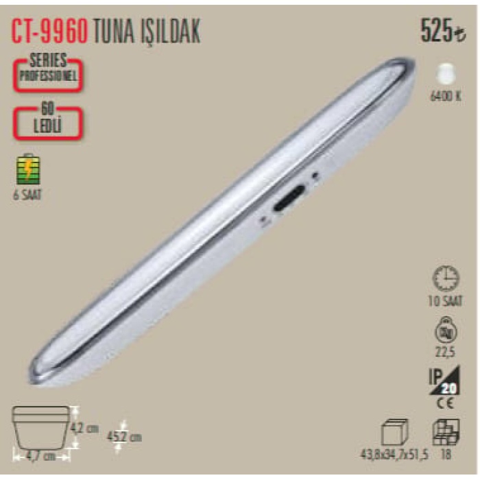 CATA TUNA 60 LEDLİ BEYAZ IŞILDAK