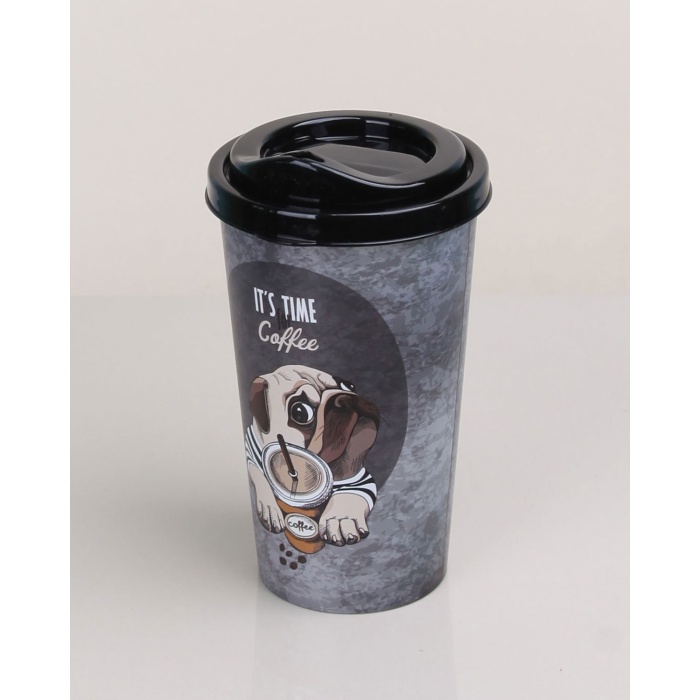 4 Adet Kahve Bardağı Kapaklı Desenli 650ML