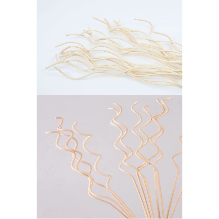 3 Adet Dalgalı Model Aromaterapi Dağıtıcı Rattan Sopa- Ev Dekor Şişe - Koku Yağı Ahşap Difüzör Çubuk