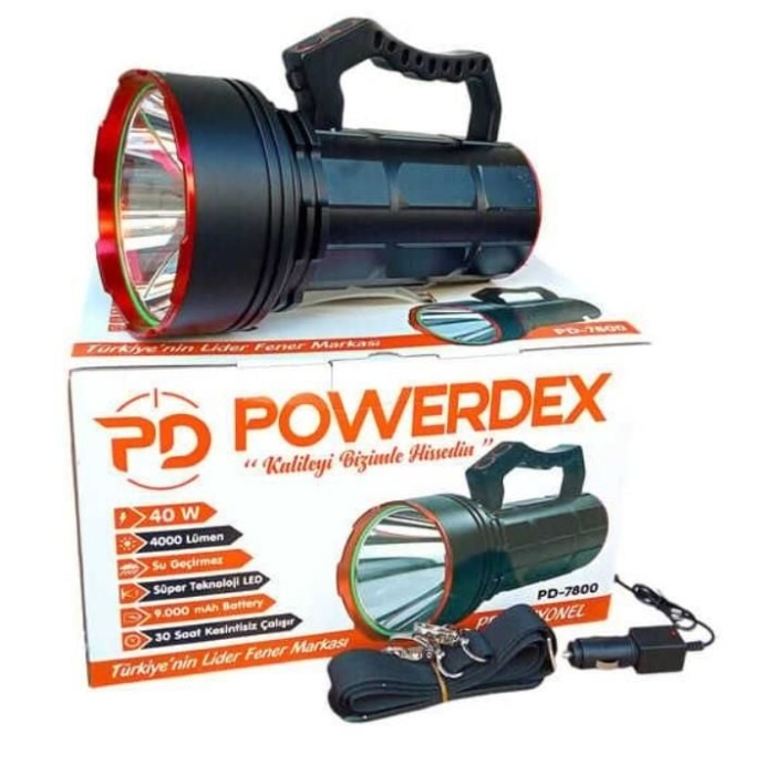 Ennalbur Powerdeks PD-7800 40 Şarjlı Güçlü El Feneri 40 Watt