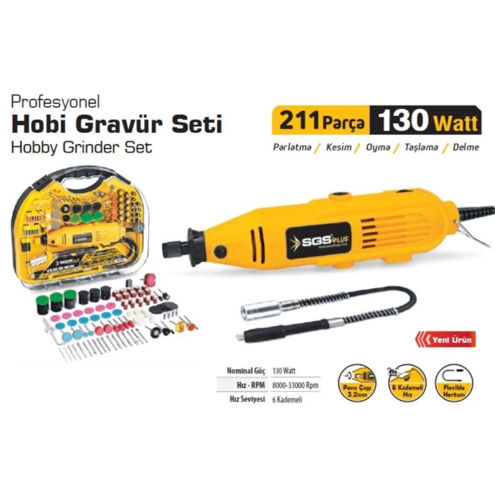 SGS 5260 Hobi Gravür Seti 130 Watt 211 Parça