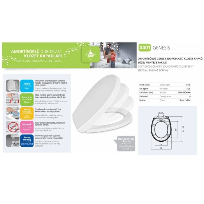 NKP Genesis Amortisörlü+Tak Çıkar Klozet Kapağı