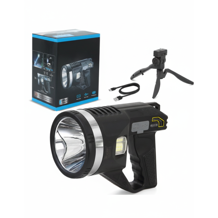 Şarjlı Dev Boy El Feneri Tripod Ayaklı Parlak LED El Lambası Kamp, Av ve Güvenlik İçin İdeal