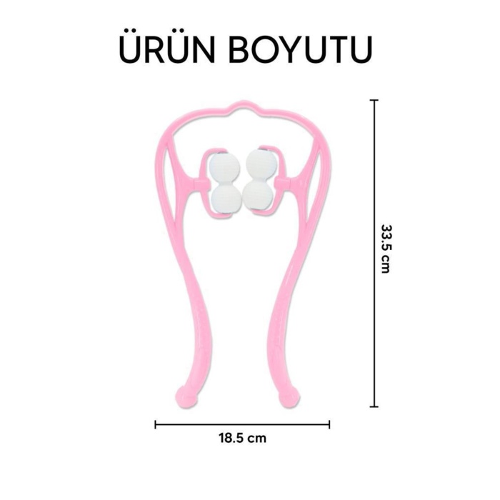 Boyun Bacak Ayak Bel Masaj Aleti Çok Fonksiyonlu Manuel 4 Tekerlekli - Pembe