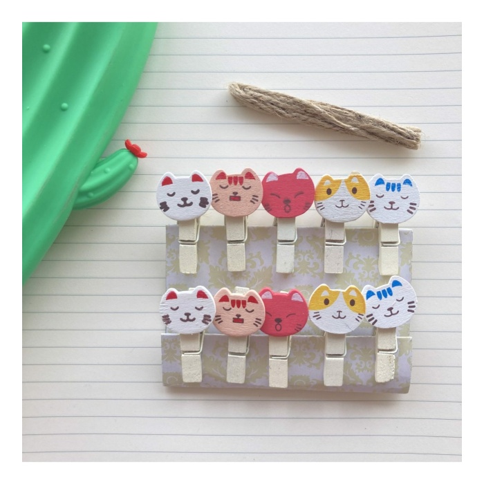 İpli Mandallı Kedili Fotoğraf Albümü Kedi Kafası Şekilli Mandal