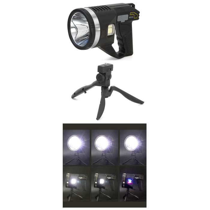 Şarjlı Dev Boy El Feneri Tripod Ayaklı Parlak LED El Lambası Kamp, Av ve Güvenlik İçin İdeal