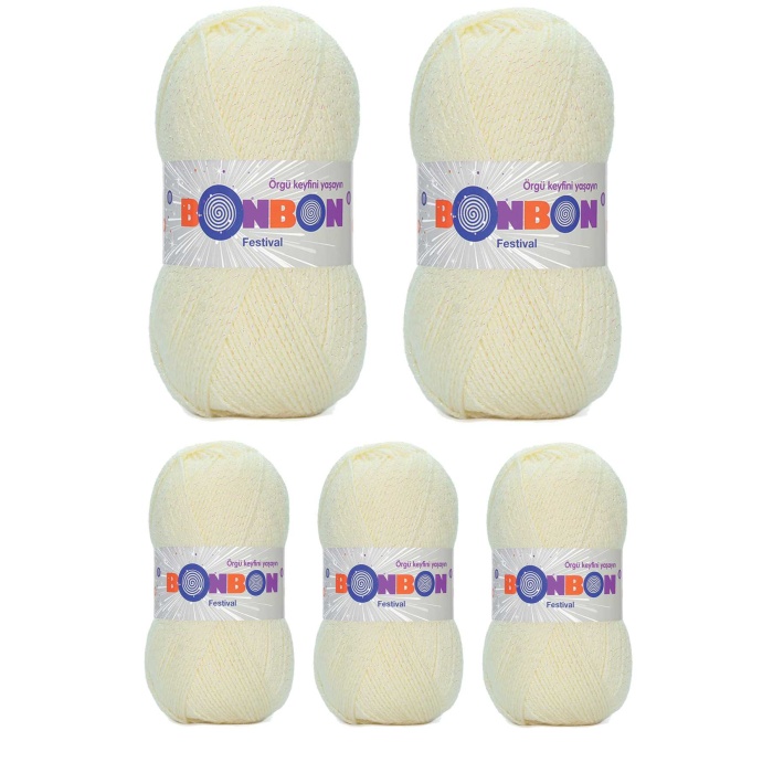 5 Adet Festival Simli Örgü İpi Yünü Renk No:223