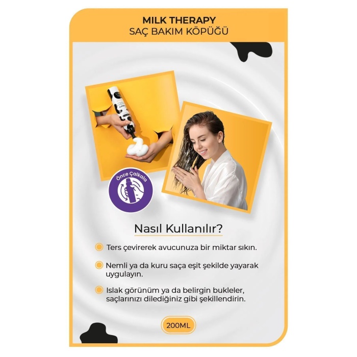 Milk Therapy Kremsi Saç Bakım Köpük 200 ML - Besleyici Koruyucu - mrfs