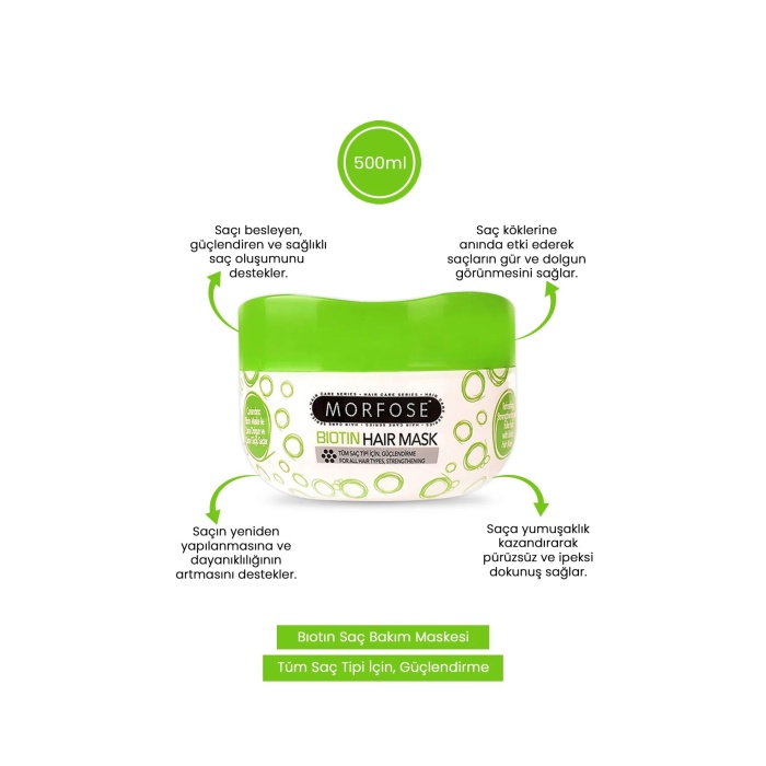 Biotin Saç Maskesi 500 ML - Gür ve Dolgun Saçlar - mrfs