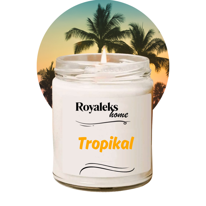 Doğal Özel Seri Kokulu Dekoratif Kavanoz Mum 210 cc - Tropikal Esans - RYL