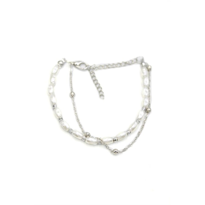 Zincirli İnci Bileklik - Gümüş