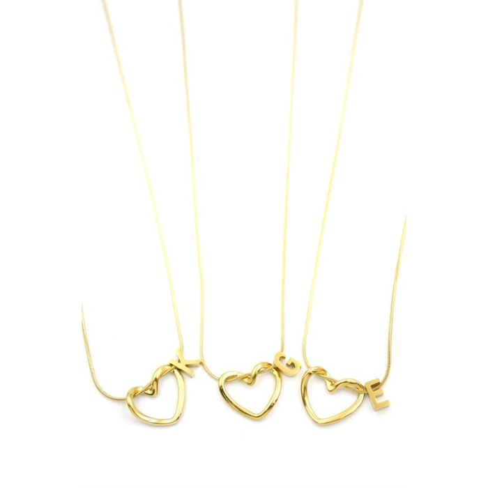 24lü Kalp Harf Kolye - Altın