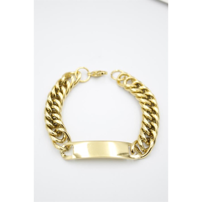 Plaka Zincir Bileklik - Altın
