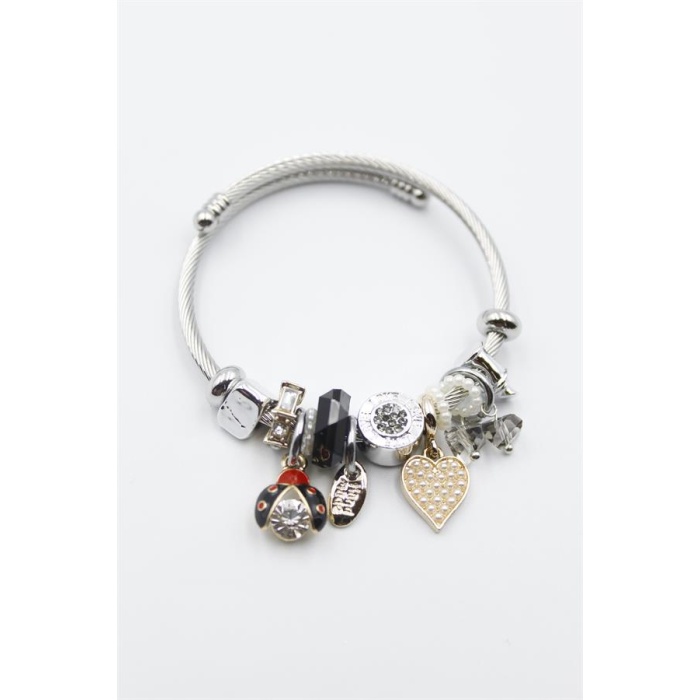 Uğur Böceği Charmlı Bilezik - Siyah