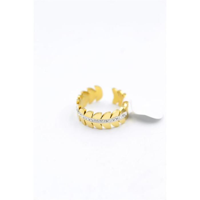 6lı Taşlı Yaprak Yüzük - Altın