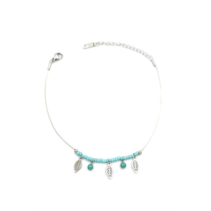 Boncuklu Yonca Halhal - Gümüş