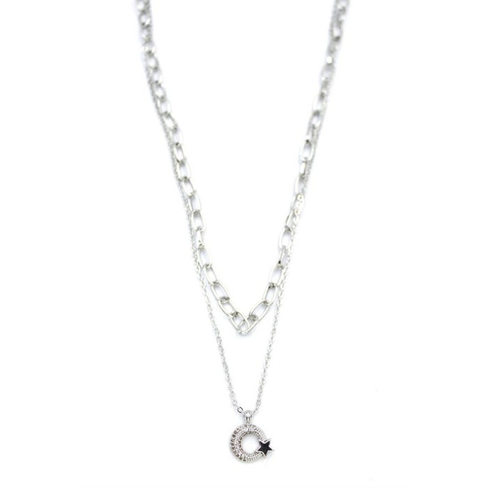 Çoklu Ay Yıldız Kolye - Gümüş
