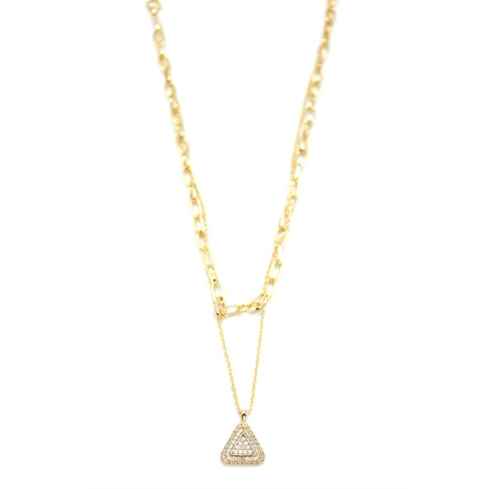Çoklu Üçgen Kolye - Altın