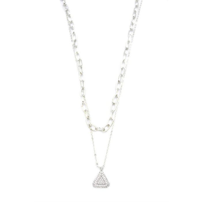 Çoklu Üçgen Kolye - Gümüş