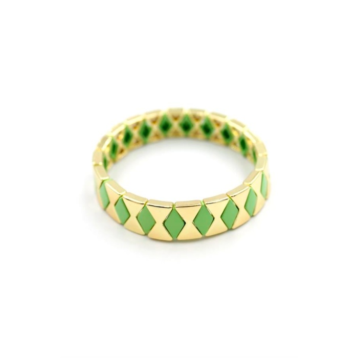 Lastikli Porselen Bilezik - Yeşil