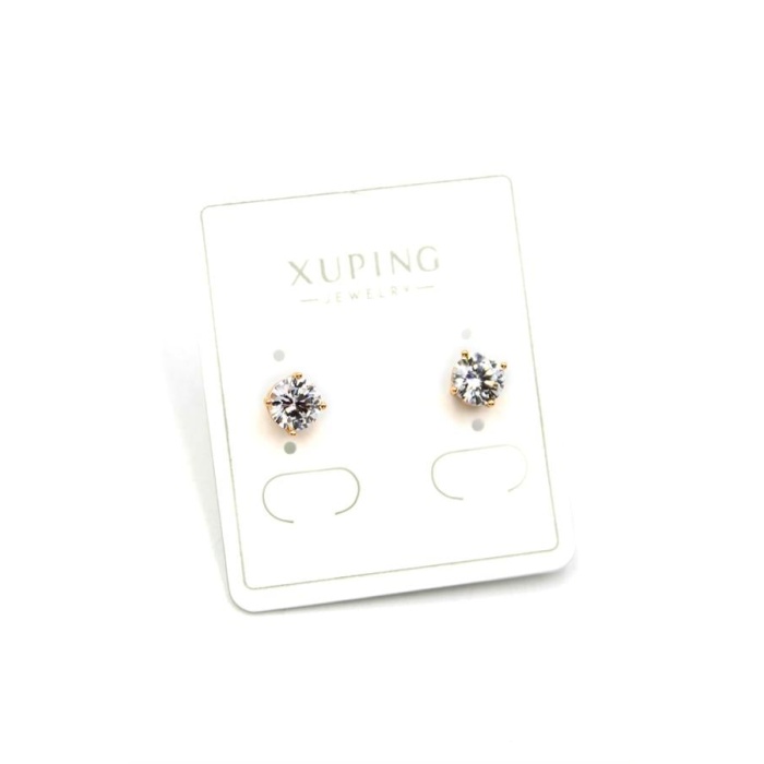 Büyük Boy Tek Taş Küpe - Altın