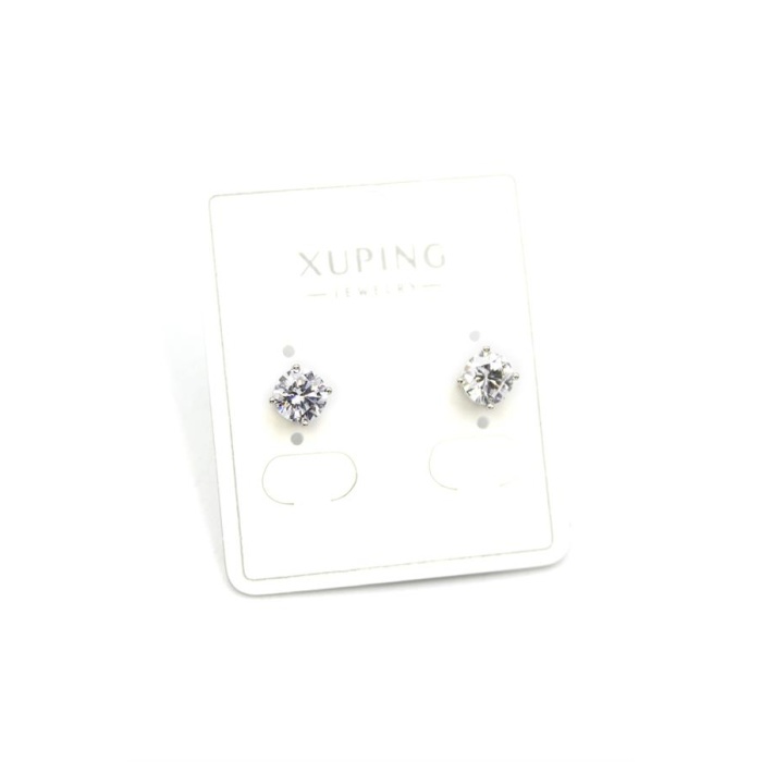 Büyük Boy Tek Taş Küpe - Gümüş