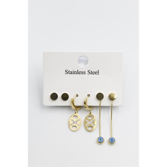 Çoklu Nazar Küpe - Altın