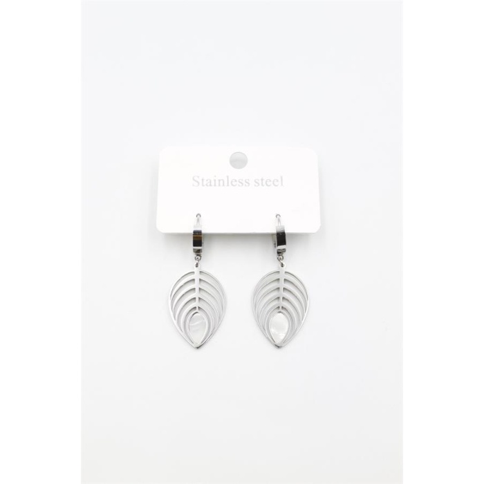 Sedef Yaprak Küpe - Gümüş