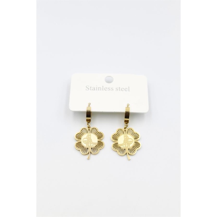 Tuğra Yonca Küpe - Altın