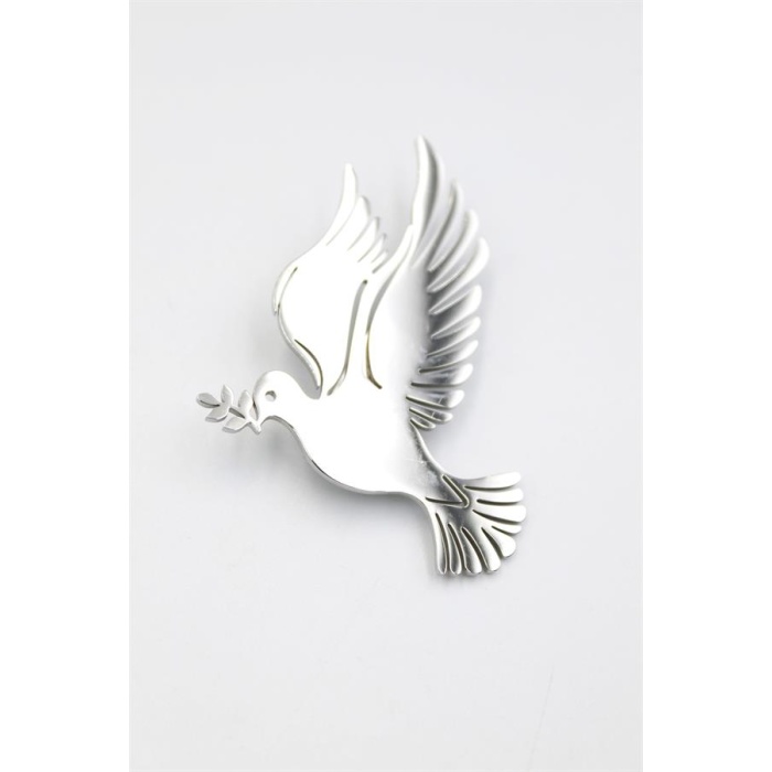 Çelik Güvercin Broş - Gümüş
