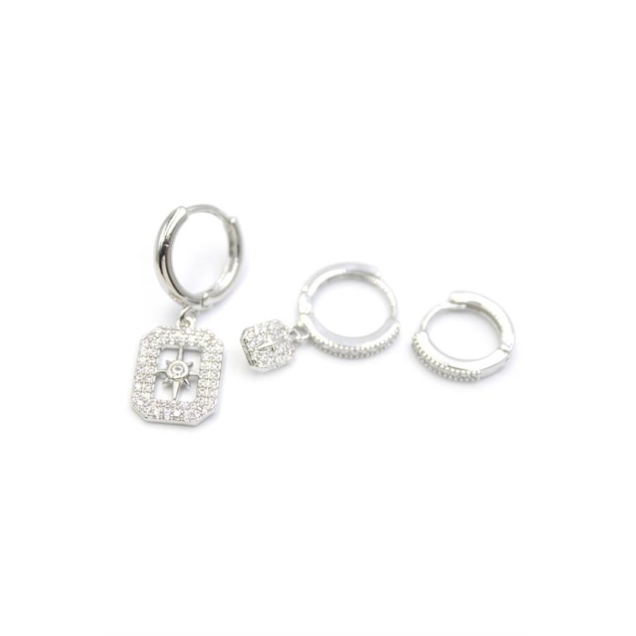 3lü Kutup Yıldızı Küpe - Gümüş