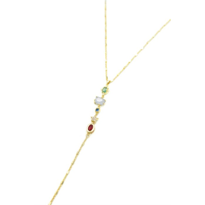 Taşlı Y Kolye - Altın