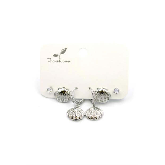 Çoklu Deniz Kabuğu Küpe - Gümüş