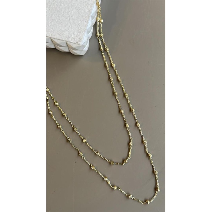 Dorika İkili Zincir Kolye - Altın