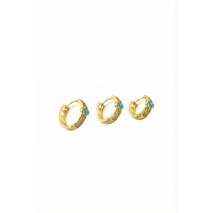 3lü Halka Küpe - Turkuaz