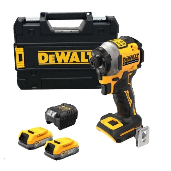 Dewalt DCF850E2T 18V 1.7 Ah Li-ion Power Stack Kömürsüz Çift Akülü Darbeli Tornavida