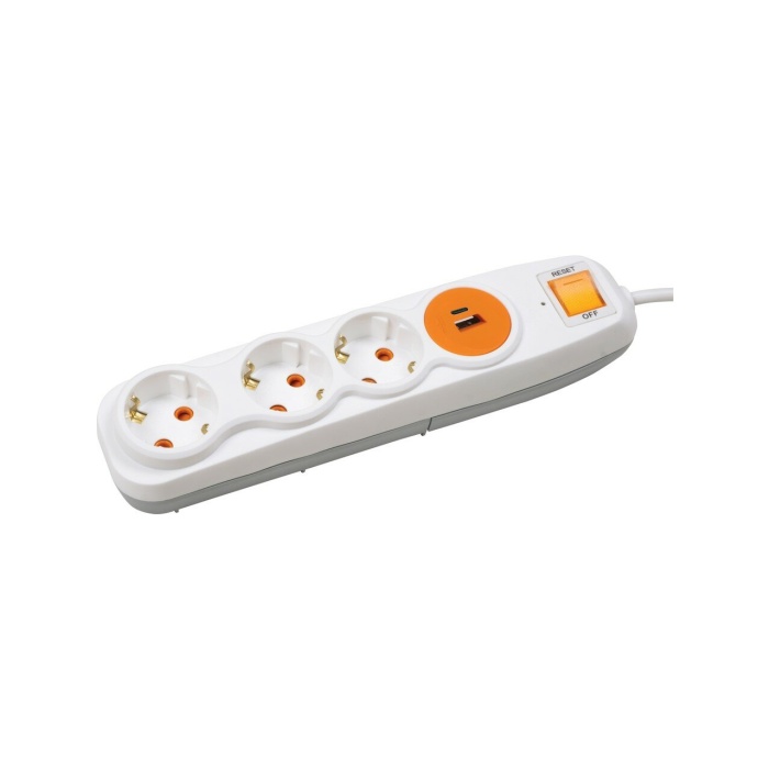 NILSON AKIM KORUMALI BEYAZ ÜÇLÜ ÇOCUK KORUMALI ANAHTARLI TOPRAKLI GRUP PRİZ 1,5MT (U+C)