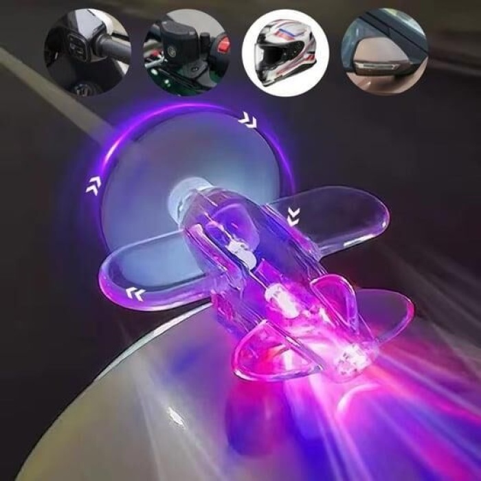 Ennalbur 26786 Led Işıklı Motosiklet Süs Uçağı Pilsiz Çalışan Kırmızı-Mavi Işık Efektli