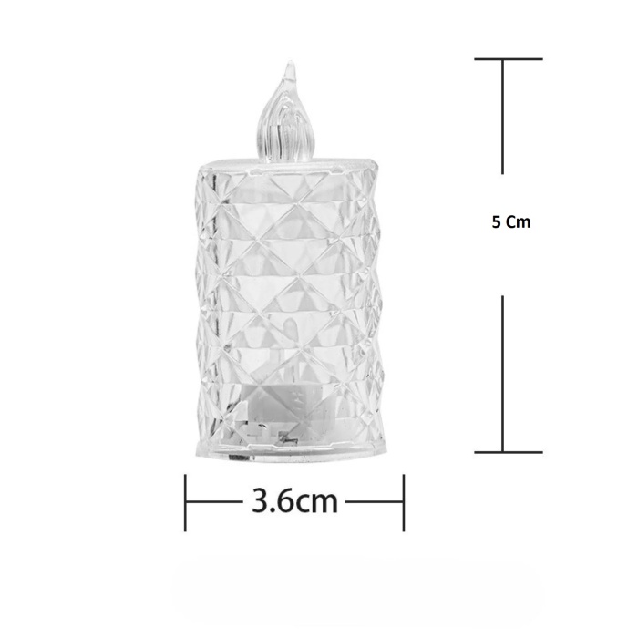 Led Mum Şeffaf Kristal LED Mum Pilli Alevsiz Çay Mumu Düğün Doğum Günü Ortam Işığı Mini