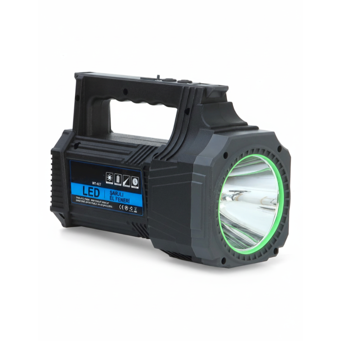 Şarjlı Dev Boy El Feneri 25W Süper Parlak LED El Lambası Kamp, Av ve Güvenlik İçin İdeal