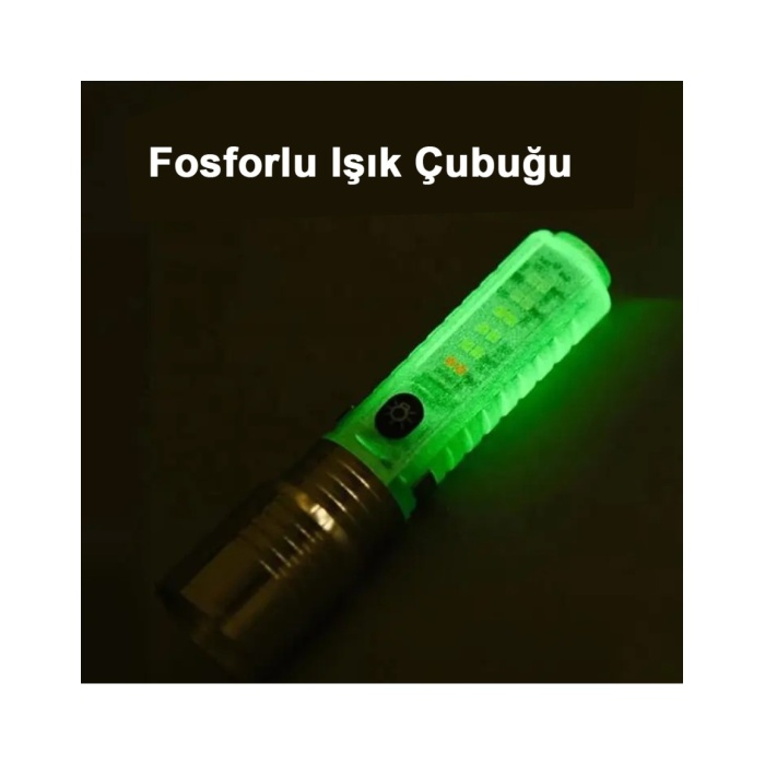 El Feneri 8 Mod Şarjlı Fosforlu Mıknatıslı Led El Feneri