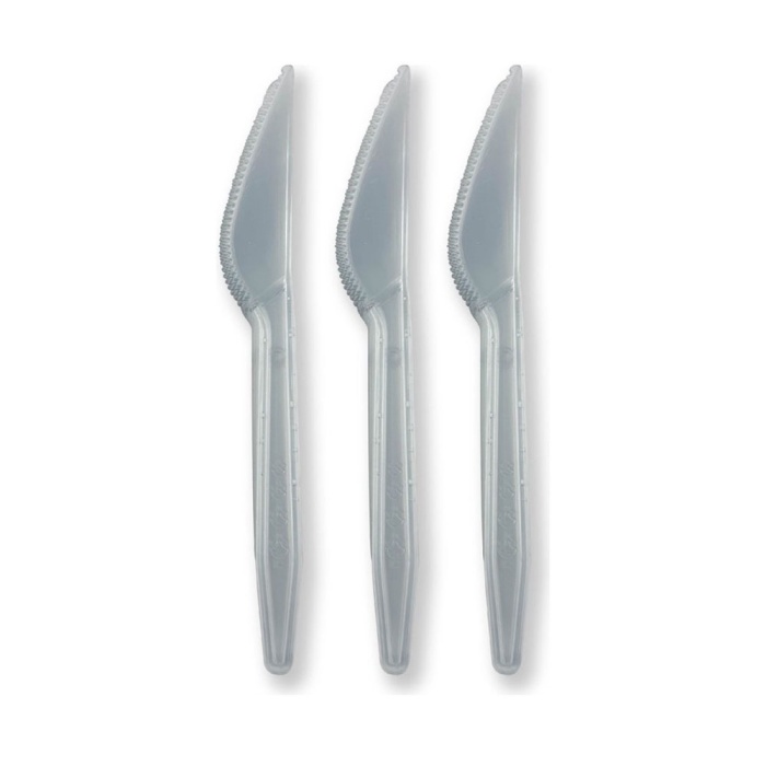 Gri Renk Lüks Plastik Bıçak 25 Adet