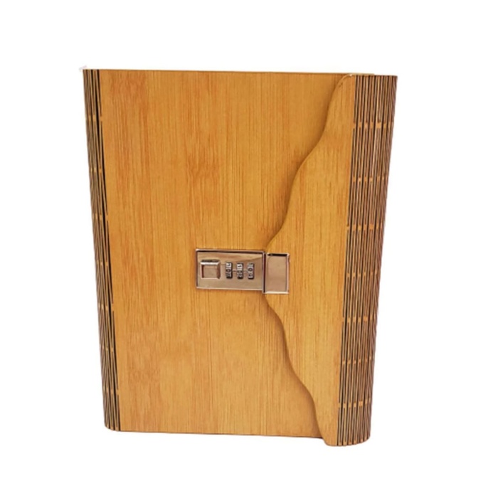 Ahşap Kapaklı Küçük Boy Şifreli Defter