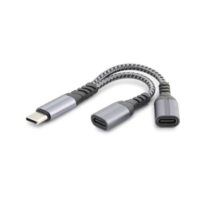 Type-C To 2 x Type-C F Kablo Car Şarj Siyah GJ-015