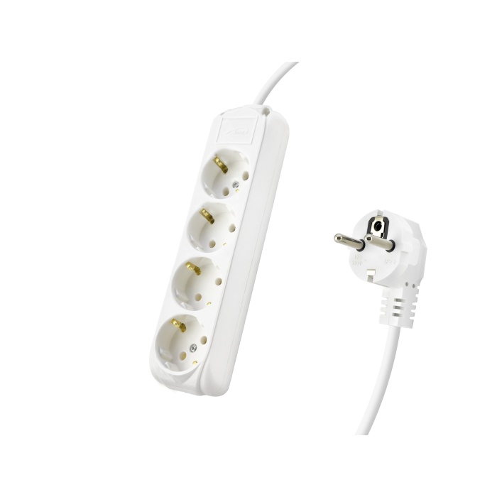 Topraklı Uzatma Kablosu 4 Priz 3 M - Beyaz 9240102